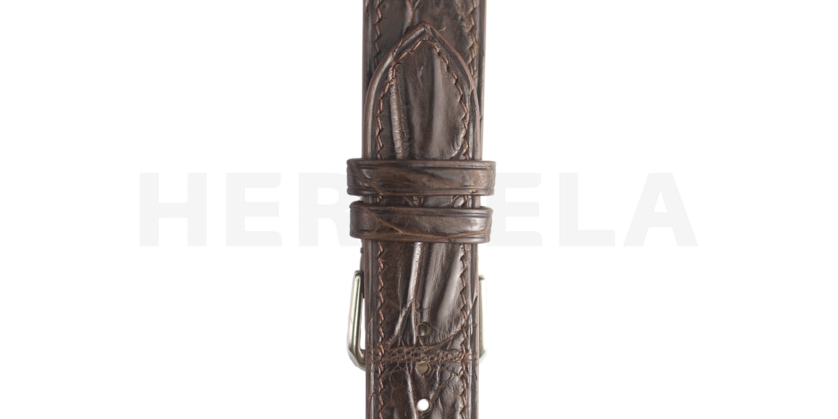 Heritela leather watch straps Crocodile Brown
