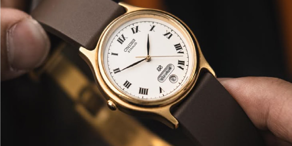 Leather watch strap on watch