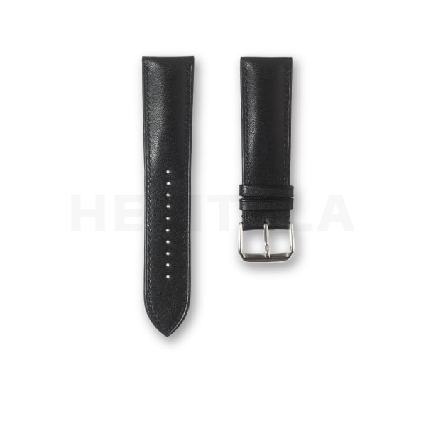 Italian full-grain leather watch straps - Black - Half-padded