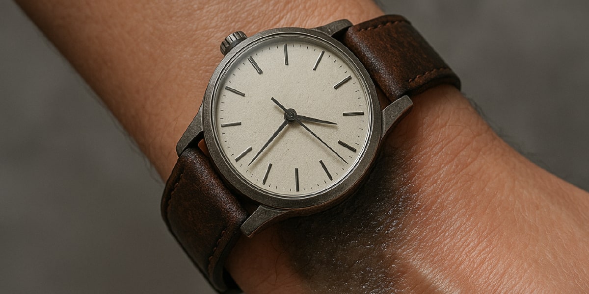 Leather watch straps brown on wrist