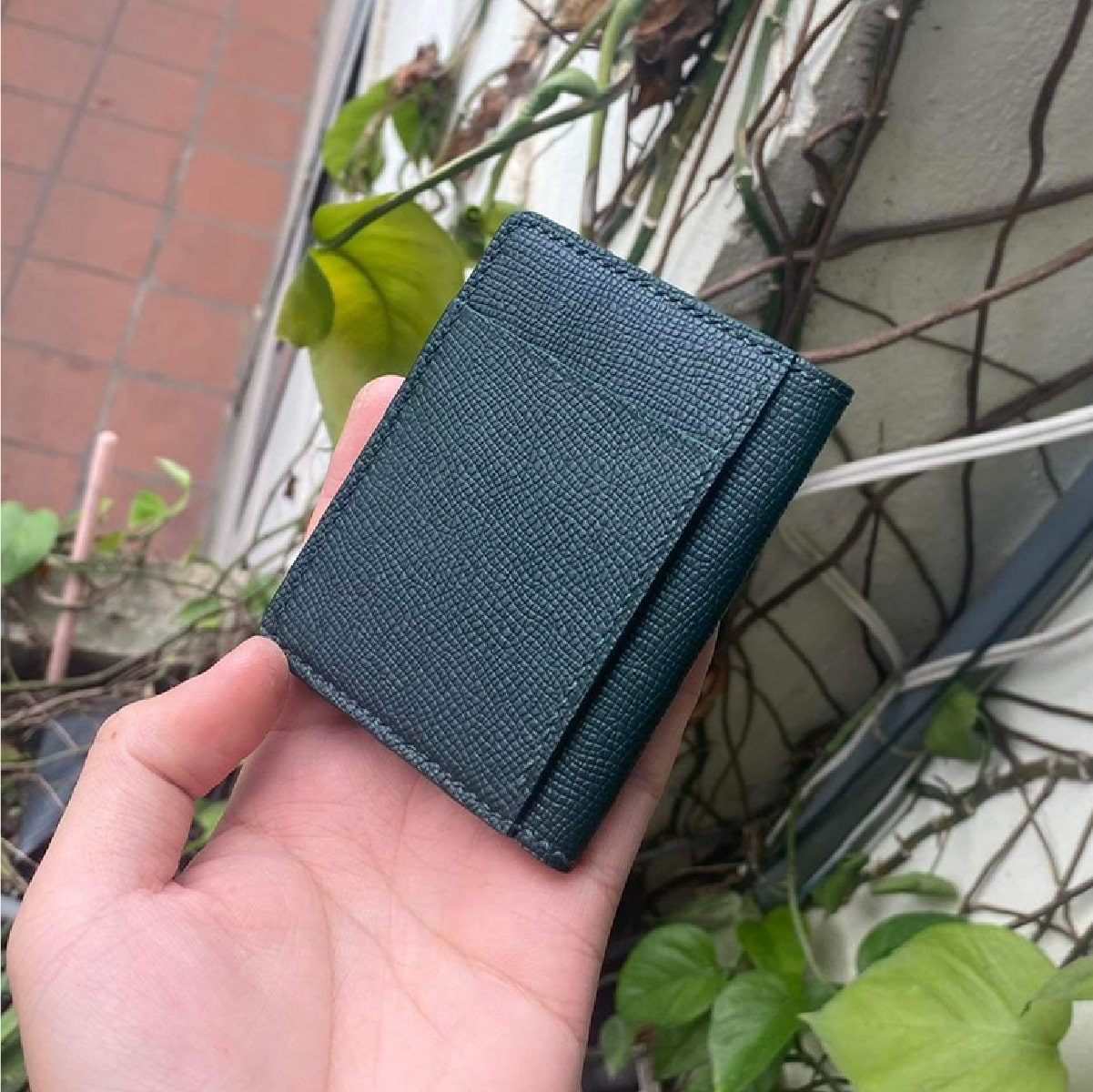 Ví card Lenka da Epsom - Xanh Lá Đậm & Đỏ