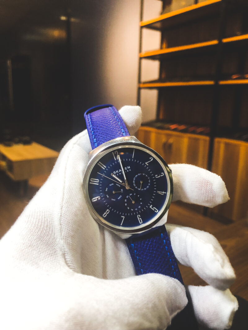 Handmade Epsom Calfskin leather watch straps - Navy Blue