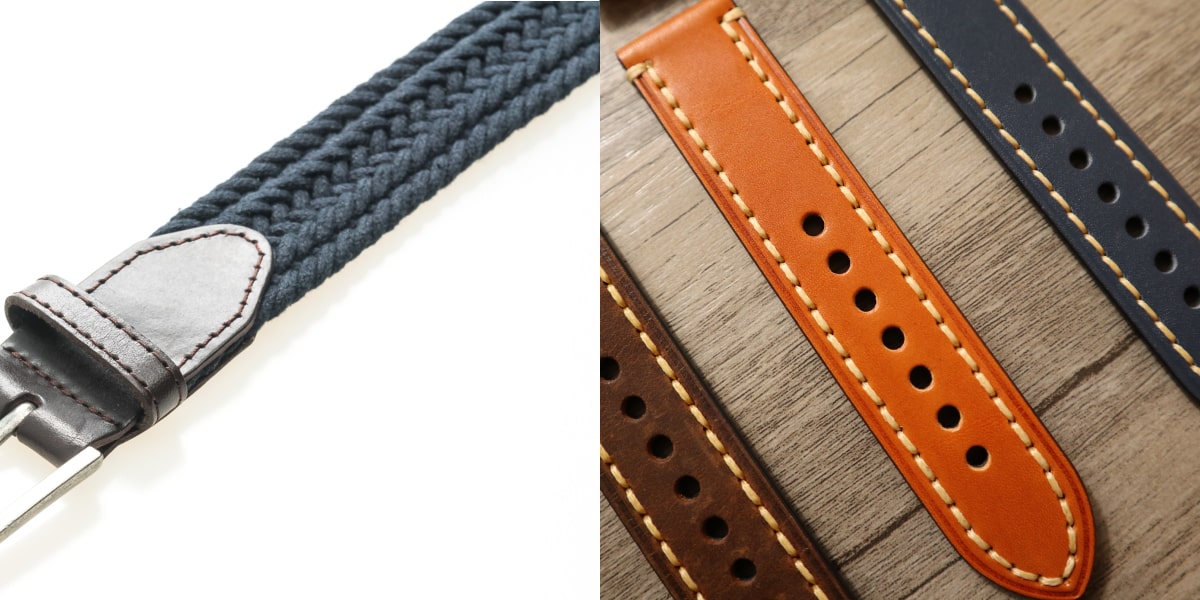 fabric and leather watch straps